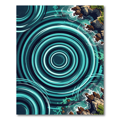 Turquoise Swirl Ocean Rocky Coast Rug