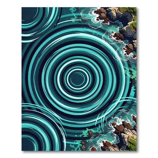 Turquoise Swirl Ocean Rocky Coast Rug