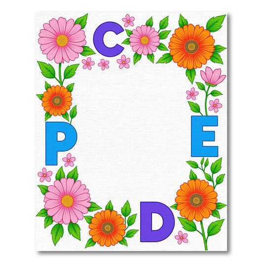 Colorful Floral Alphabet Border Rug