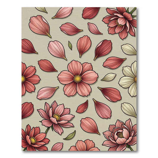 Pink Floral Arrangement Petal Scatter Rug