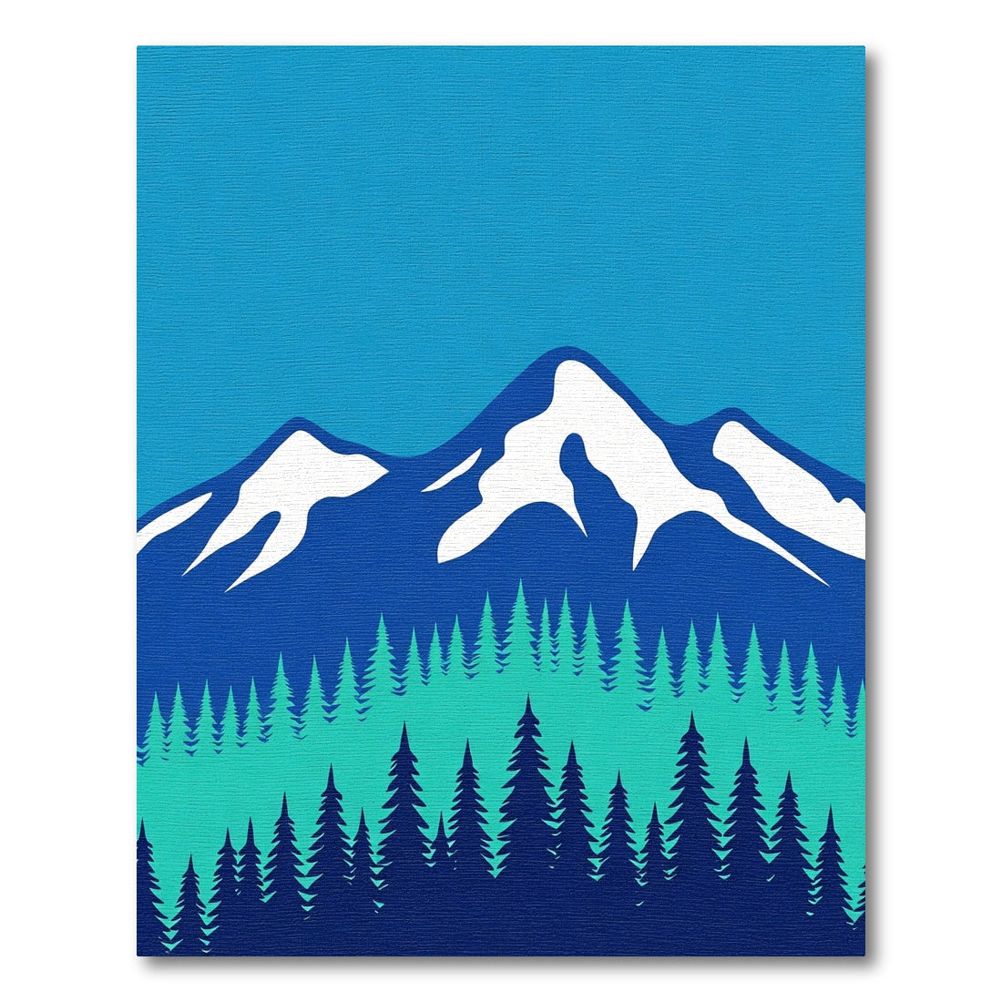 Vibrant Blue Mountain Forest Vista Rug