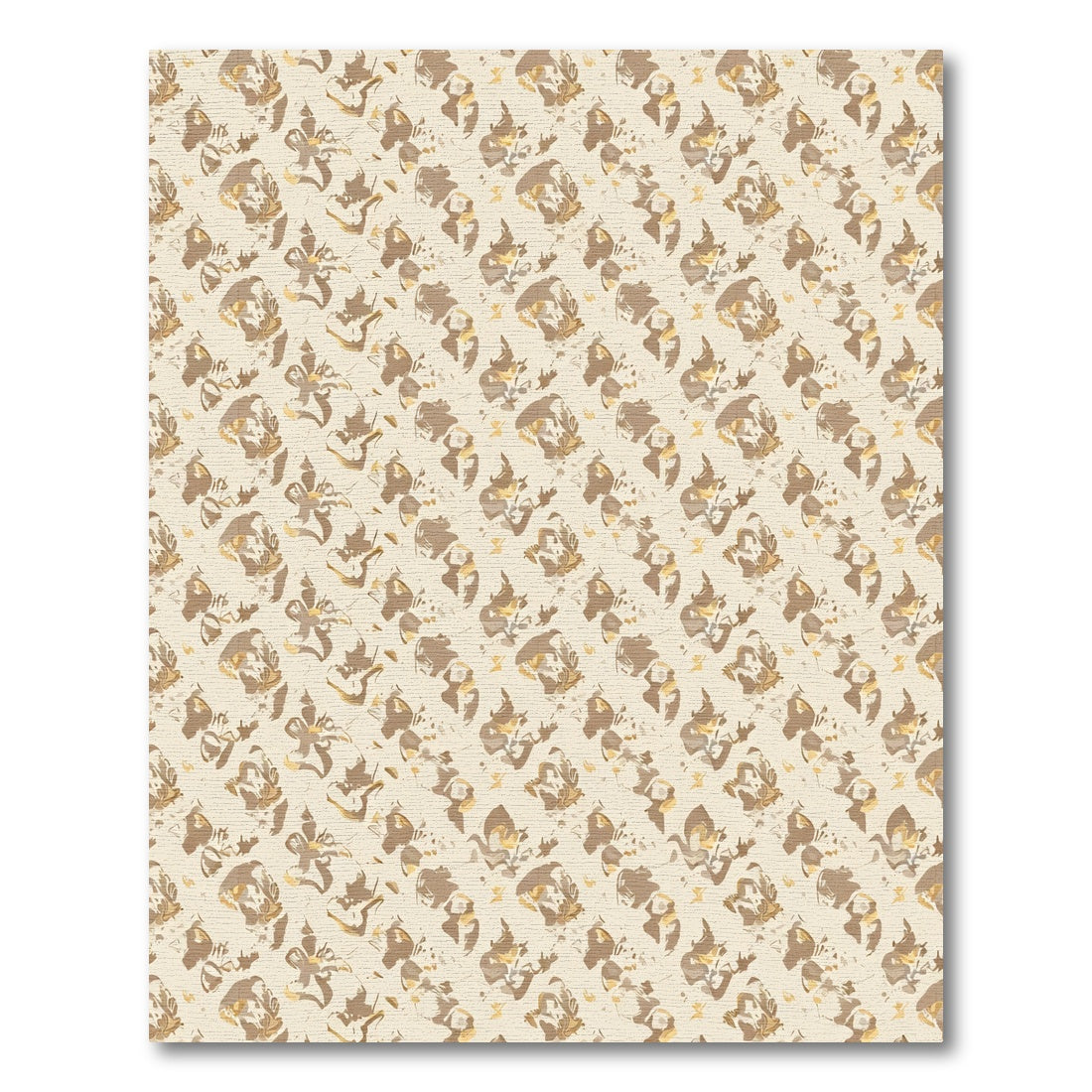 Soft Tan Abstract Floral Arrangement Rug