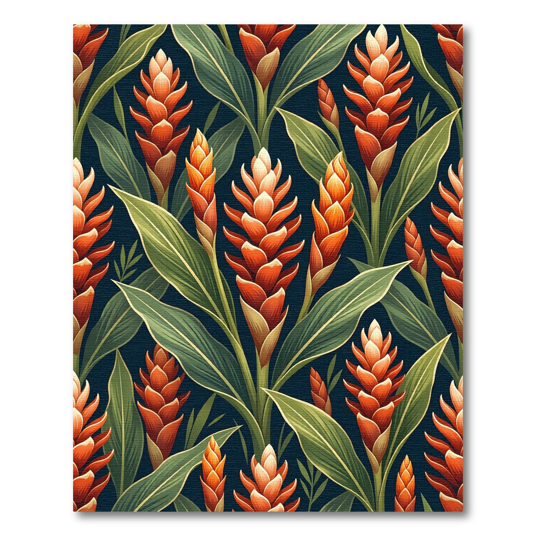 Lush Tropical Orange Ginger Botanical Rug