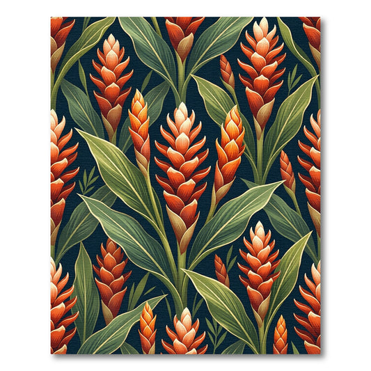 Lush Tropical Orange Ginger Botanical Rug