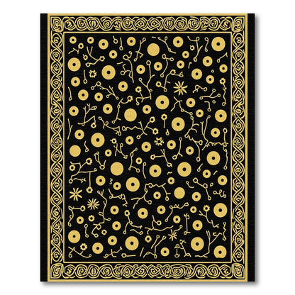 Black Gold Botanical Vine Medallion Rug
