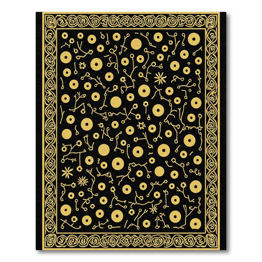 Black Gold Botanical Vine Medallion Rug