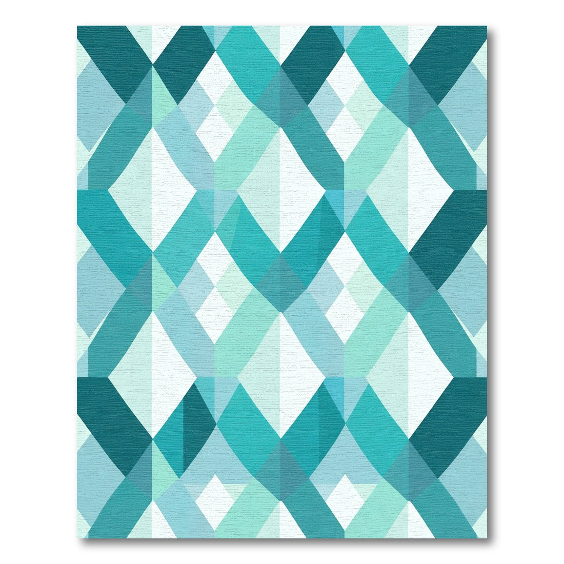 Aqua Interlocking Geometric Diamond Rug