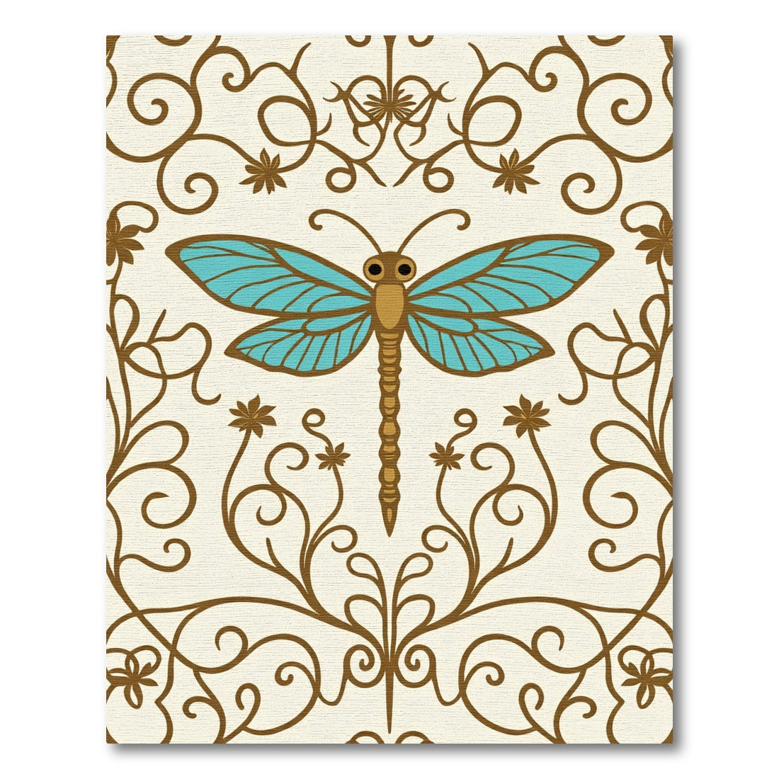 Turquoise Dragonfly Swirl Border Rug