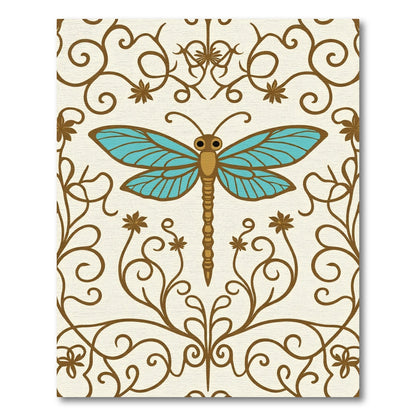 Turquoise Dragonfly Swirl Border Rug
