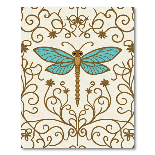 Turquoise Dragonfly Swirl Border Rug