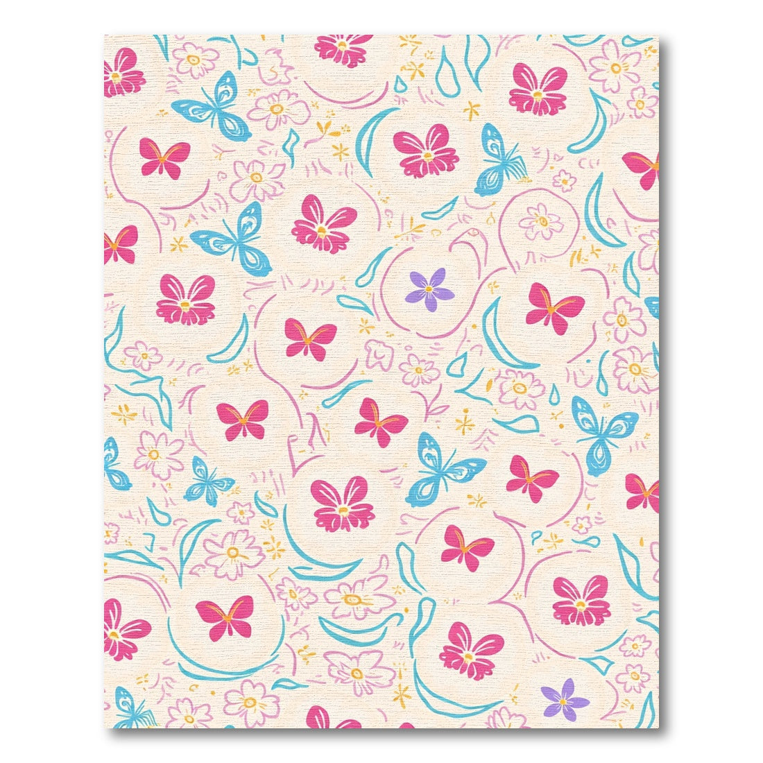 Whimsical Butterflies And Floral Circles Rug