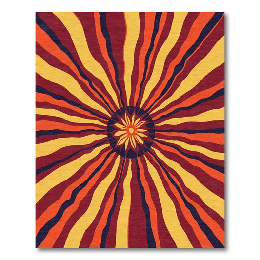 Radiant Sunburst Red Yellow Rug
