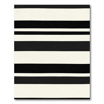 Bold Black Cream Wide Stripe Rug