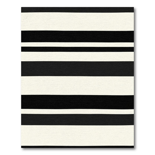 Bold Black Cream Wide Stripe Rug