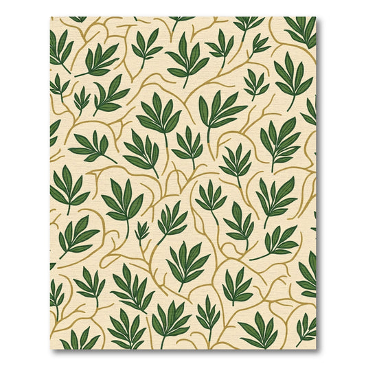 Simple Green Leafy Branches Cream Rug