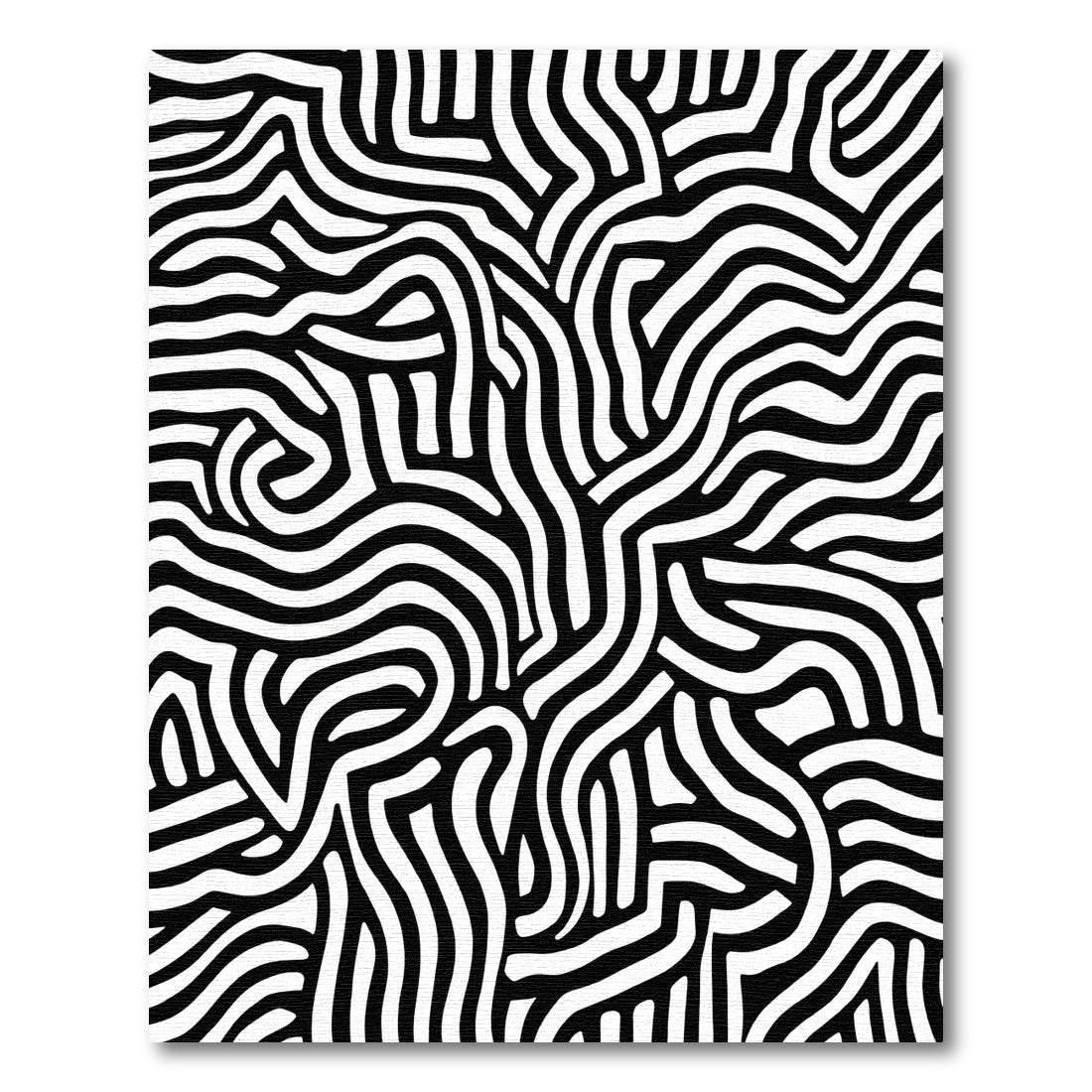 Bold Black White Maze Rug
