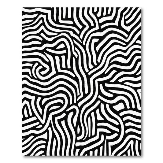 Bold Black White Maze Rug