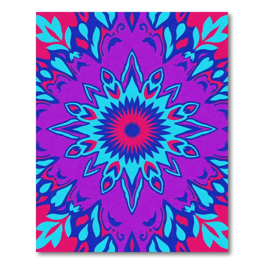 Vibrant Purple Blue Floral Mandala Rug