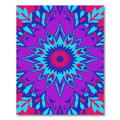 Vibrant Purple Blue Floral Mandala Rug