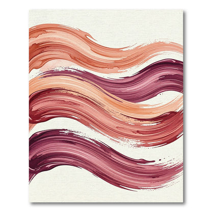 Abstract Terracotta and Burgundy Wave Rug