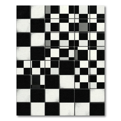 Monochromatic Abstract Checkered Geometric Tile Rug