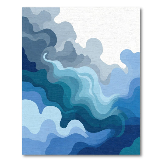 Deep Blue Abstract Wavy Layers Rug