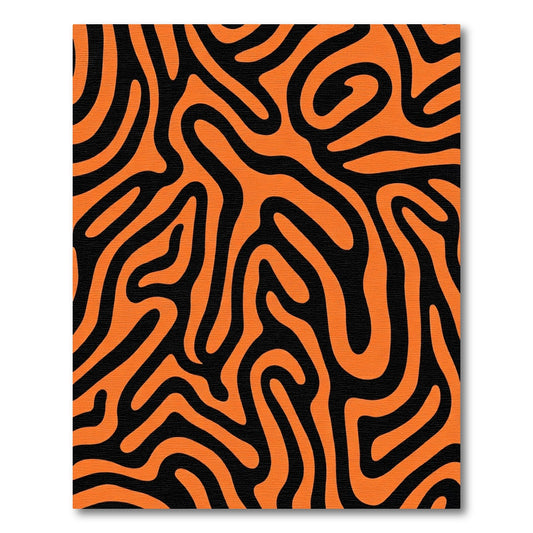 Bold Orange Black Wavy Lines Rug