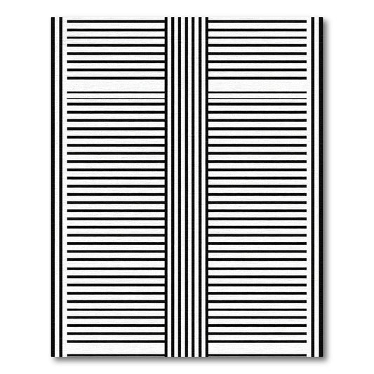 Bold Black White Linear Stripe Rug