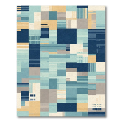 Abstract Geometric Coastal Blues Rug