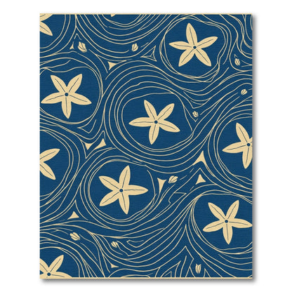 Deep Blue Starflower Swirl Rug