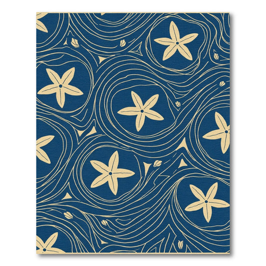 Deep Blue Starflower Swirl Rug
