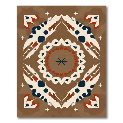 Brown Cream Red Tribal Mandala Rug