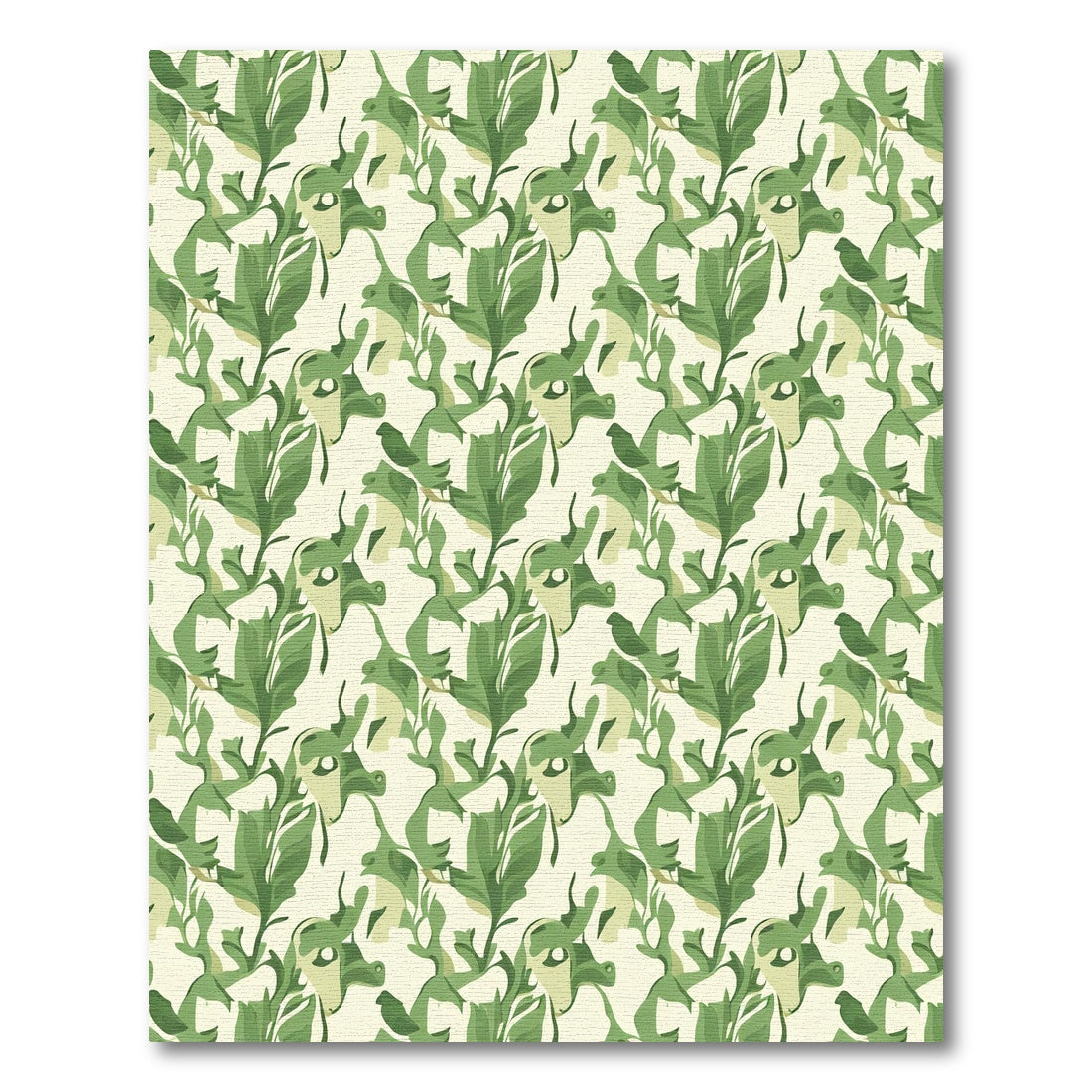 Emerald Green Leafy Branch Arrangement Rug