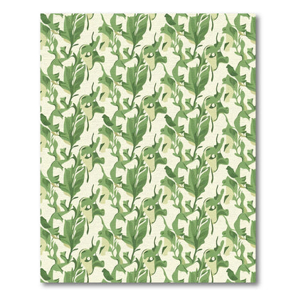 Emerald Green Leafy Branch Arrangement Rug