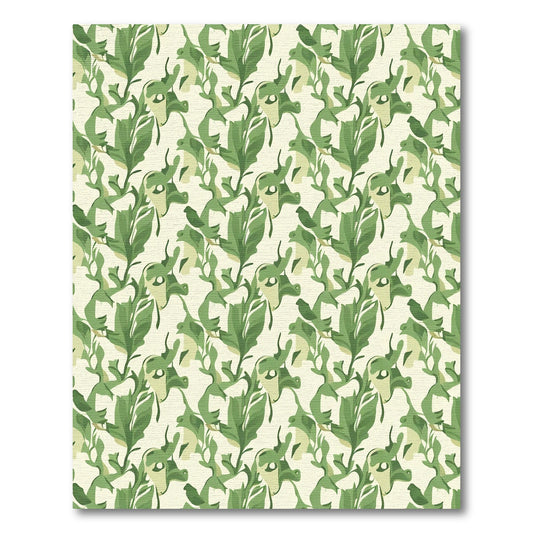 Emerald Green Leafy Branch Arrangement Rug