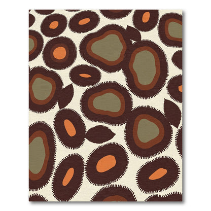 Brown Orange Abstract Pebble Medallion Rug