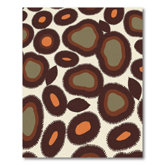 Brown Orange Abstract Pebble Medallion Rug
