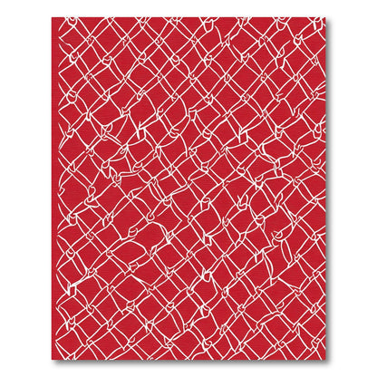 Crimson White Chain Link Texture Rug