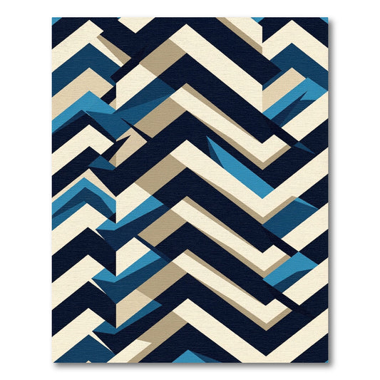 Modern Navy Sand Geometric Chevron Rug