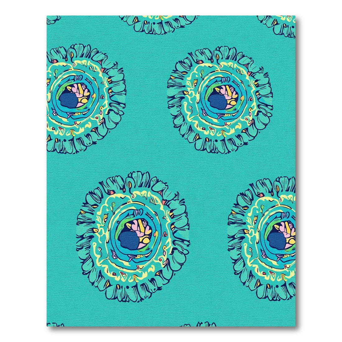 Turquoise Mandala With Vibrant Yellow Accents Rug