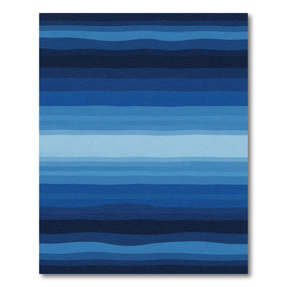 Deep Blue Gradient Wavy Stripes Rug