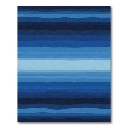 Deep Blue Gradient Wavy Stripes Rug