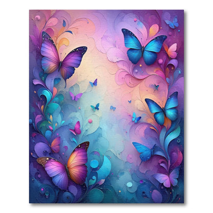 Whimsical Multicolor Butterfly Floral Swirl Rug