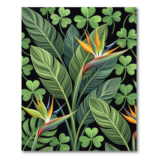 Exotic Bird of Paradise Clover Botanical Rug