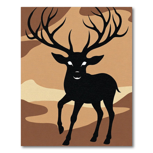 Black Antlered Stag Camouflage Background Rug