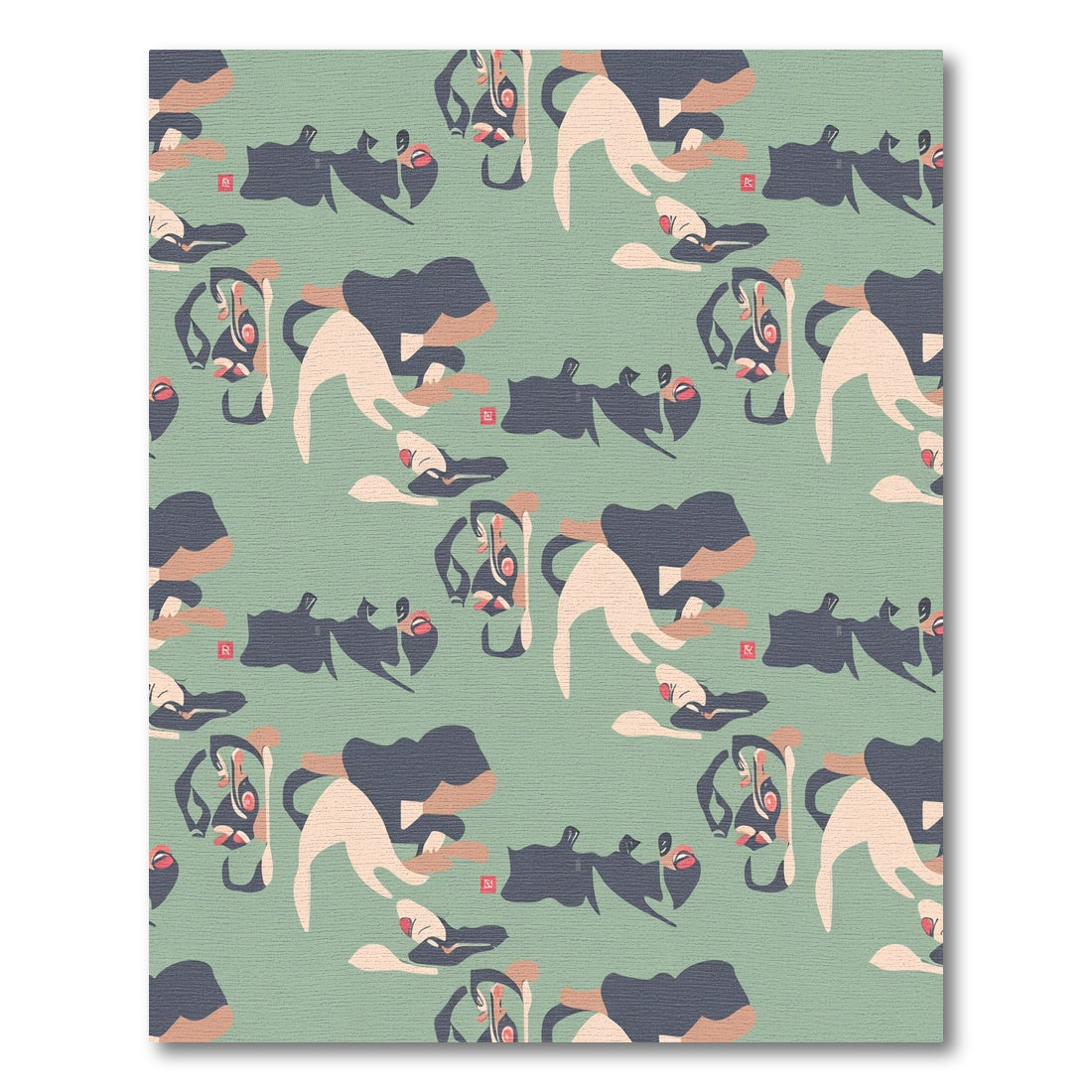 Abstract Figures Minimalist Sage Accents Rug