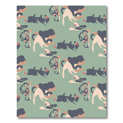 Abstract Figures Minimalist Sage Accents Rug