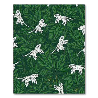 White Tigers Jungle Foliage Rug