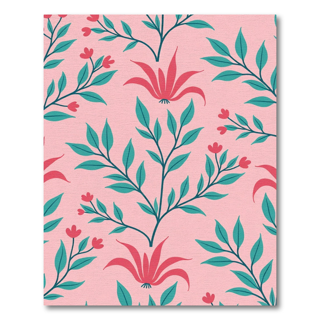 Whimsical Coral Floral Branch Botanical Rug
