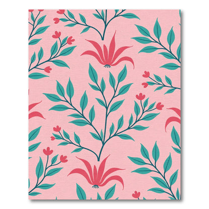 Whimsical Coral Floral Branch Botanical Rug